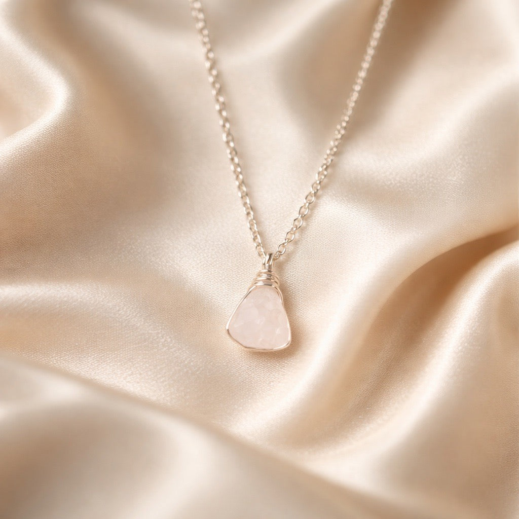 Necklace Classic Cage Natural Stones (Silver)