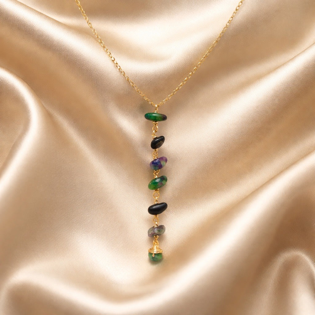 Necklace Vertical Chopped Natural Stones