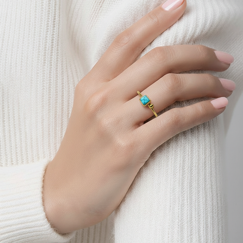 Rings Stainless Steel Hindu Turquoise