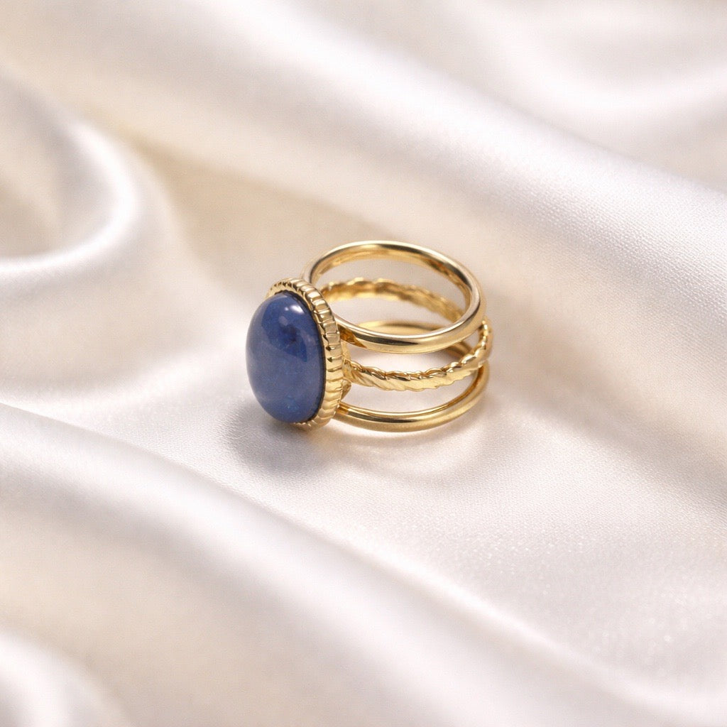 Rings Stainless Steel Hindu Lapis Lazuli