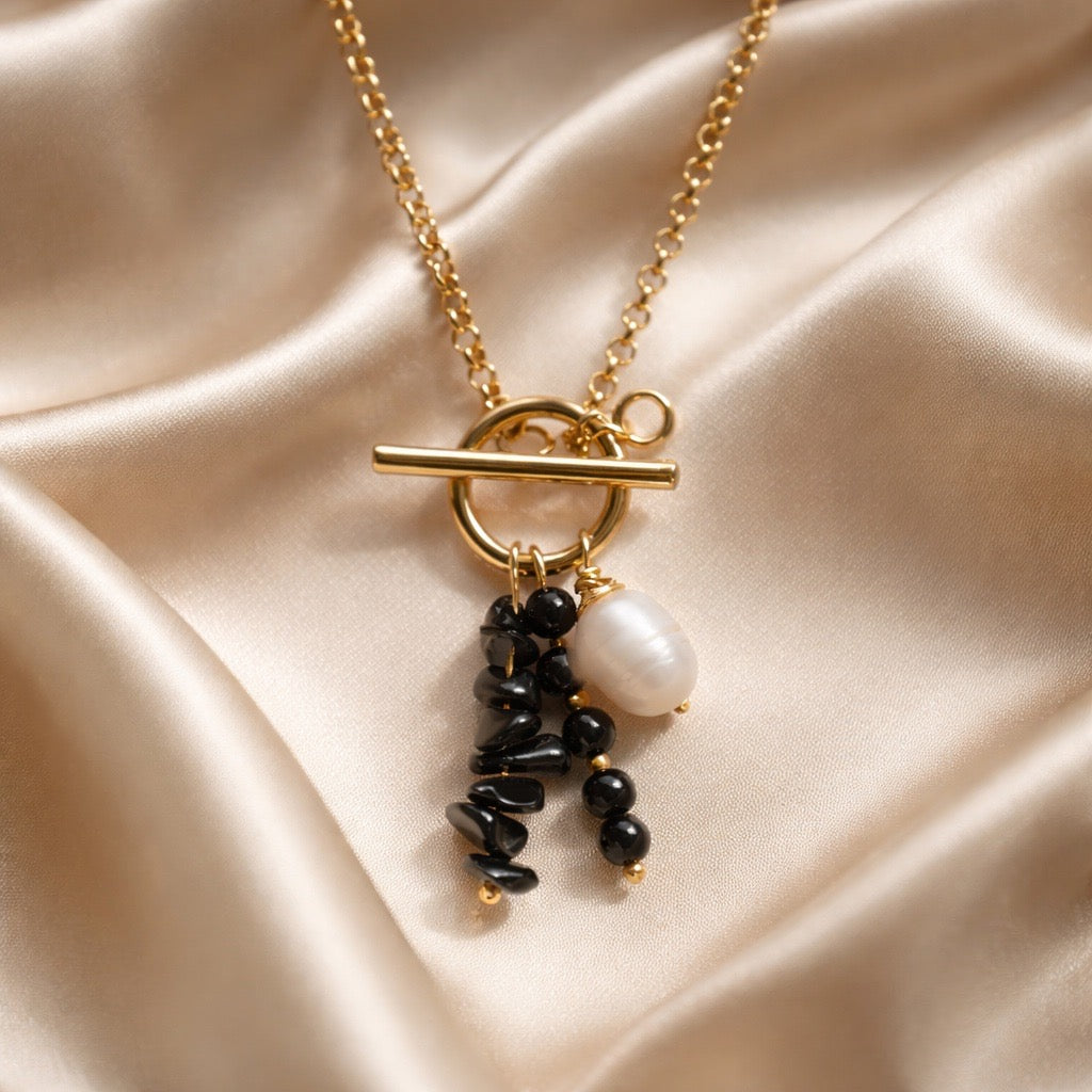 Necklace Sailor with Crystals and Pearls