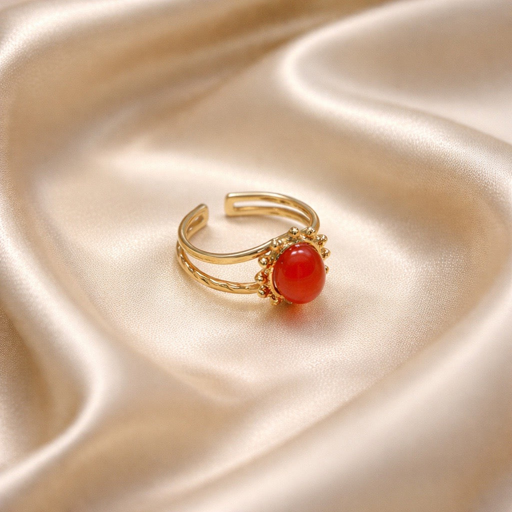 Rings Stainless Steel Hindu Carnelian