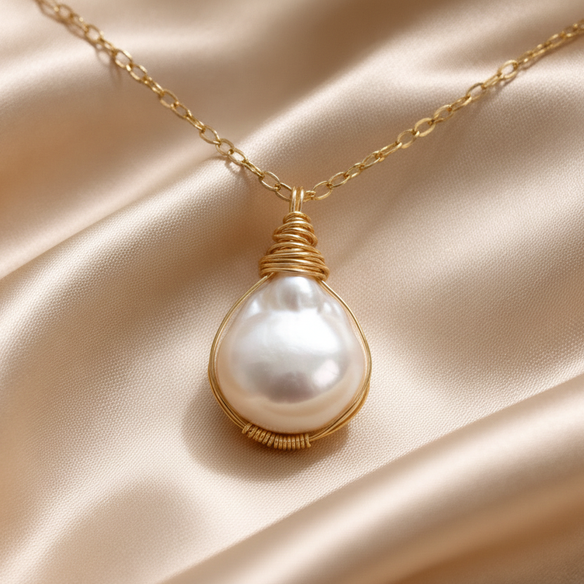 Necklace Long Natural Stones Gold