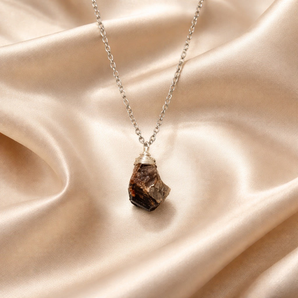 Necklace Classic Cage Natural Stones (Silver)