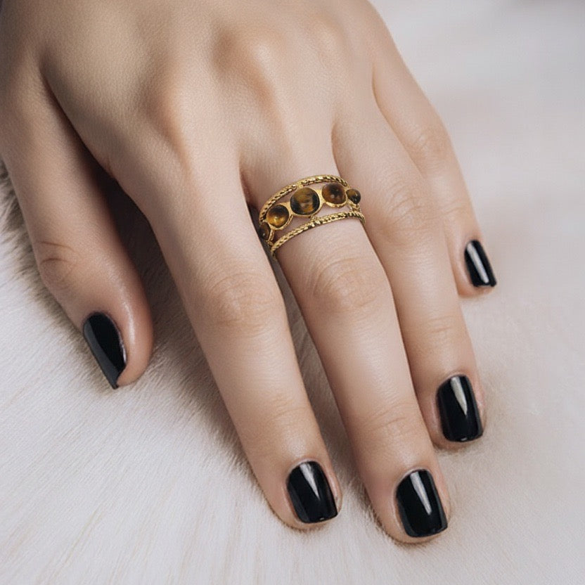 Rings Stainless Steel Hindu Tiger Eye