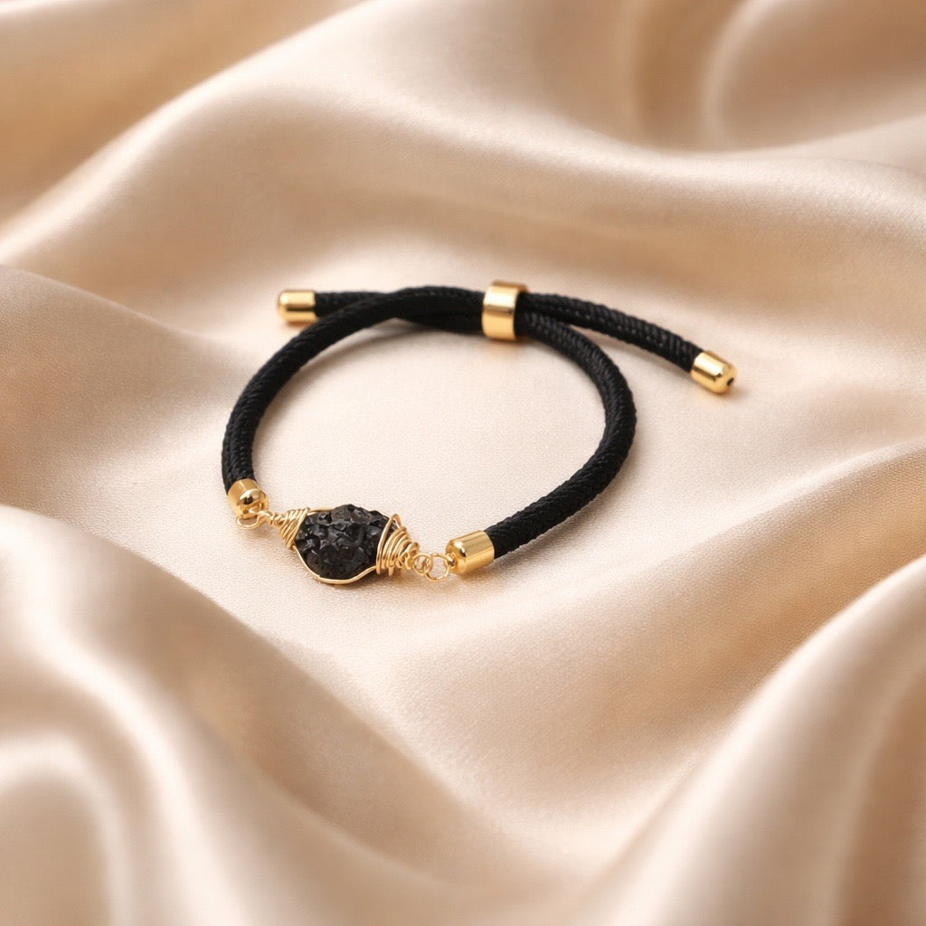 Bracelet Thick Colorful Thread With One Raw Stone
