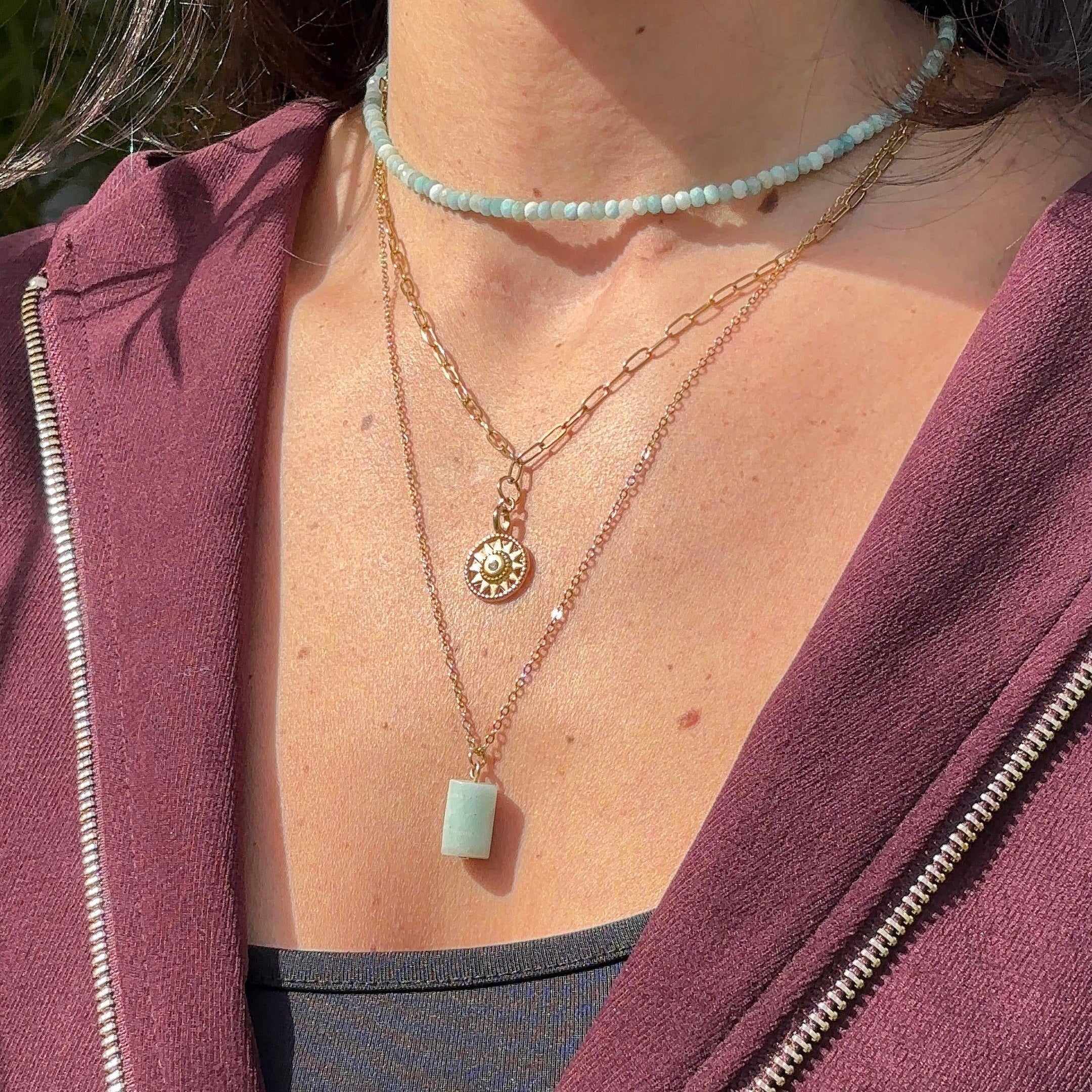 Necklace 3 Layers with Stones and Charms