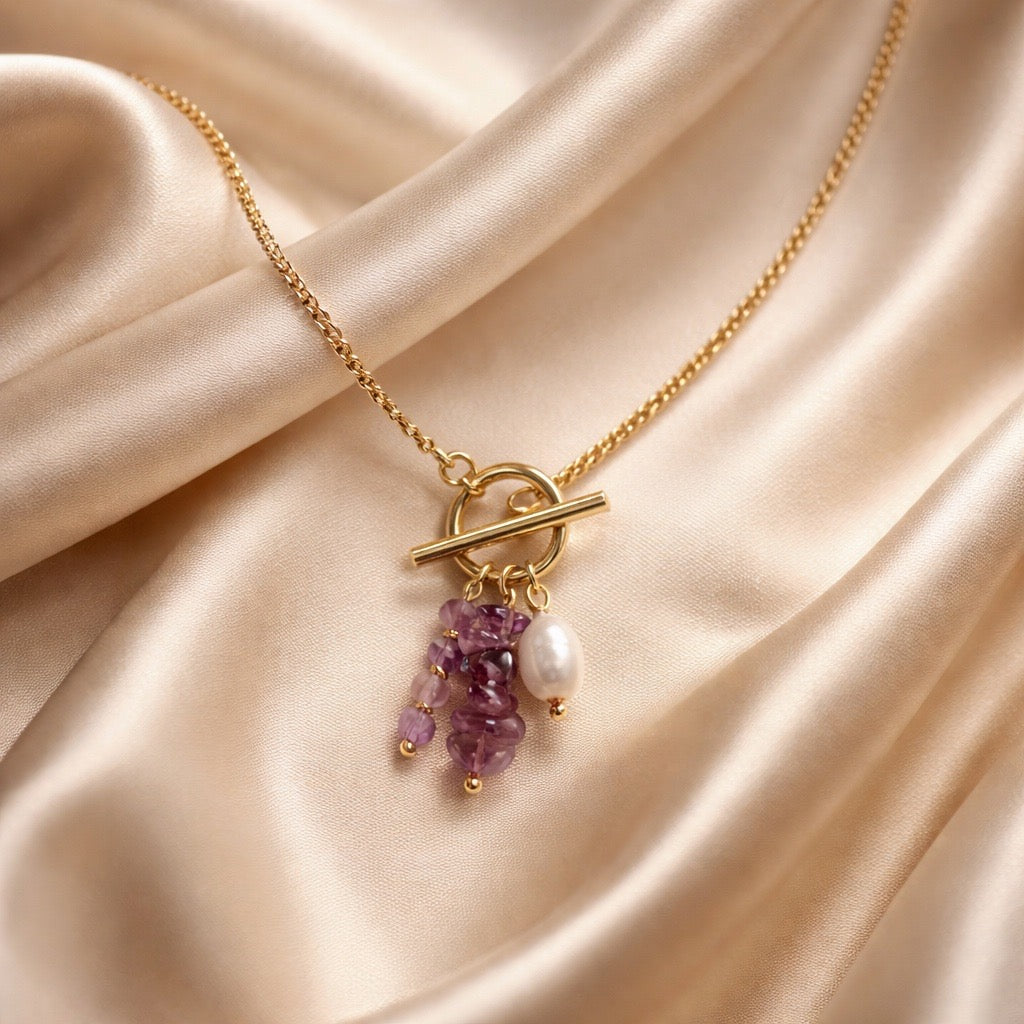 Necklace Sailor with Crystals and Pearls