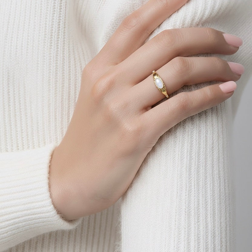 Rings Stainless Steel Hindu Selenite