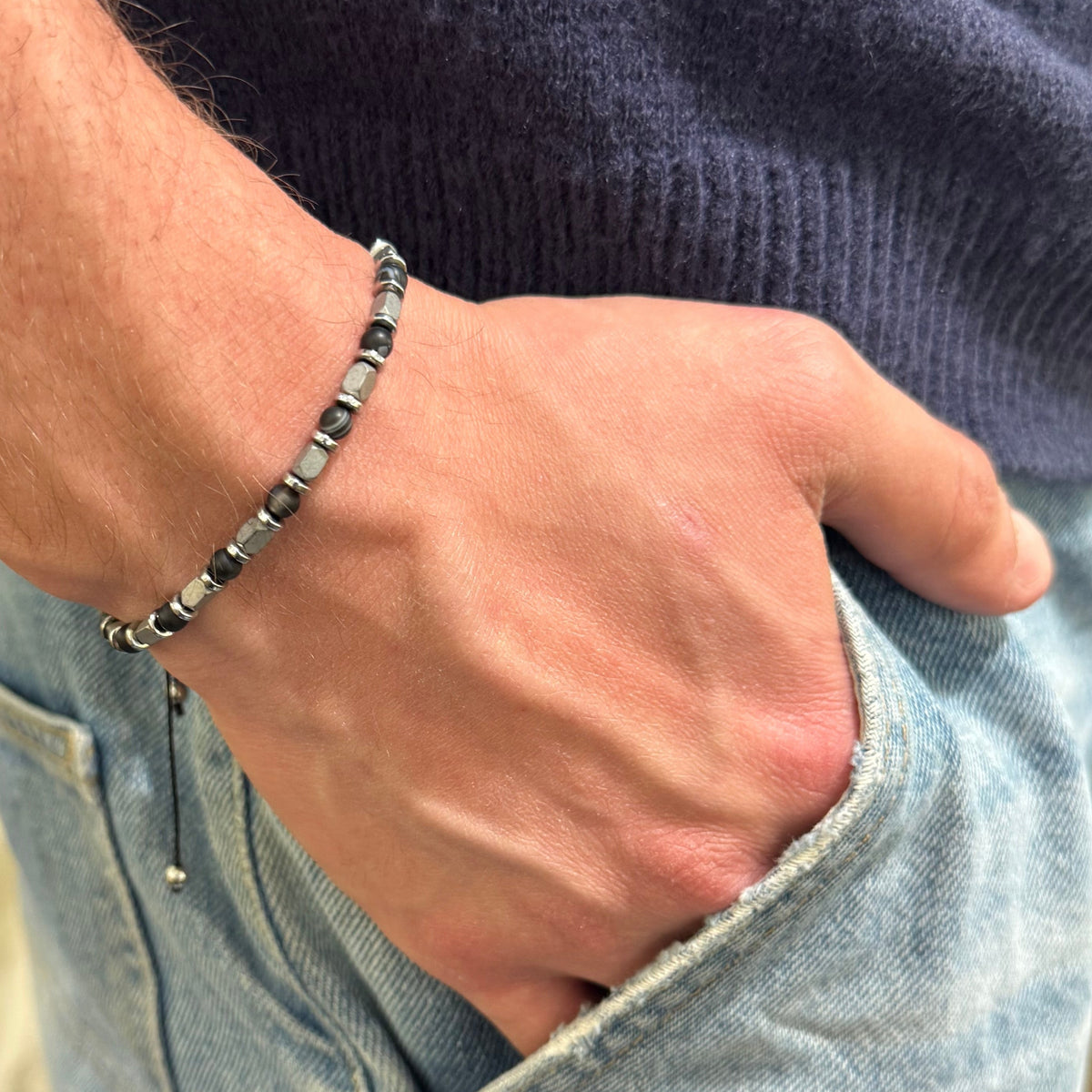 Bracelet Man Hematite Beads 5mm Chambala
