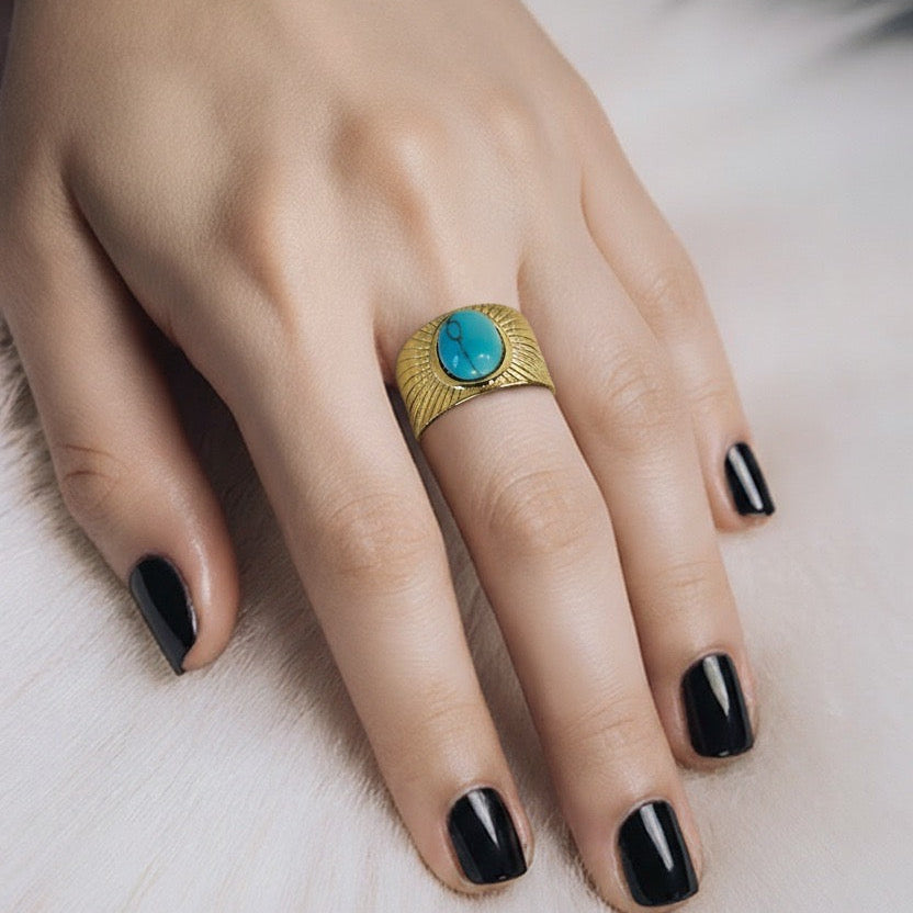 Rings Stainless Steel Hindu Turquoise