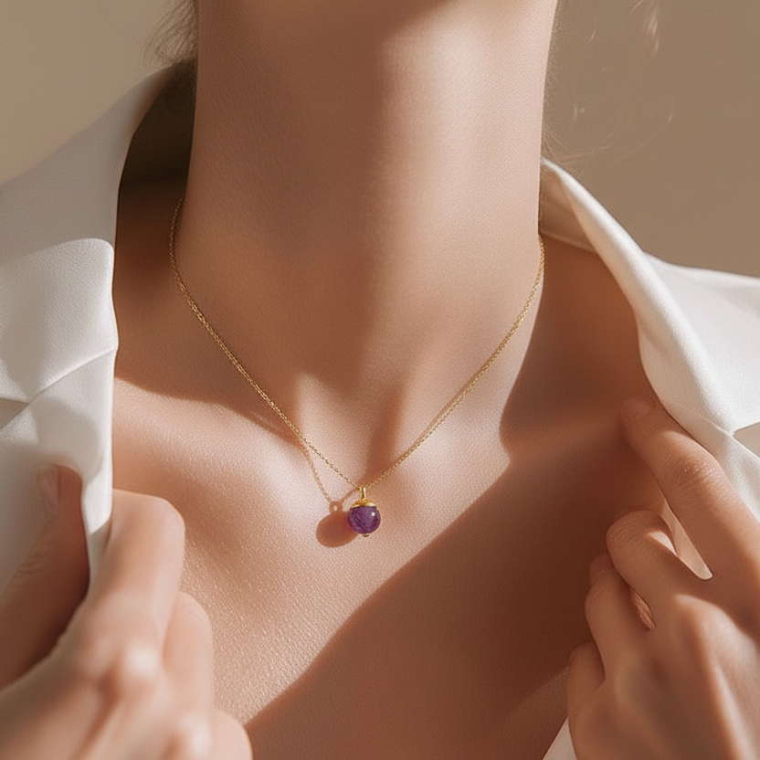 Necklace One Bead Semi-Precious Stone