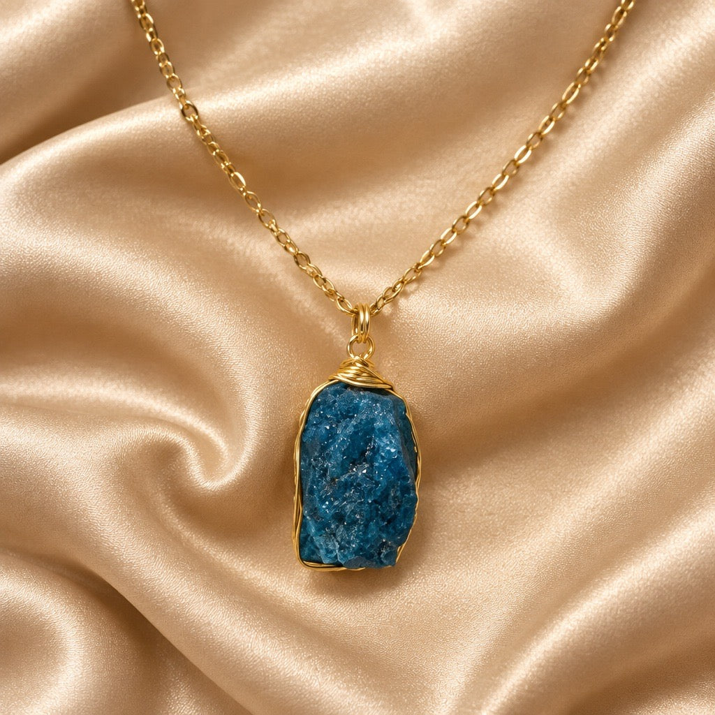 Necklace Long Natural Stones Gold