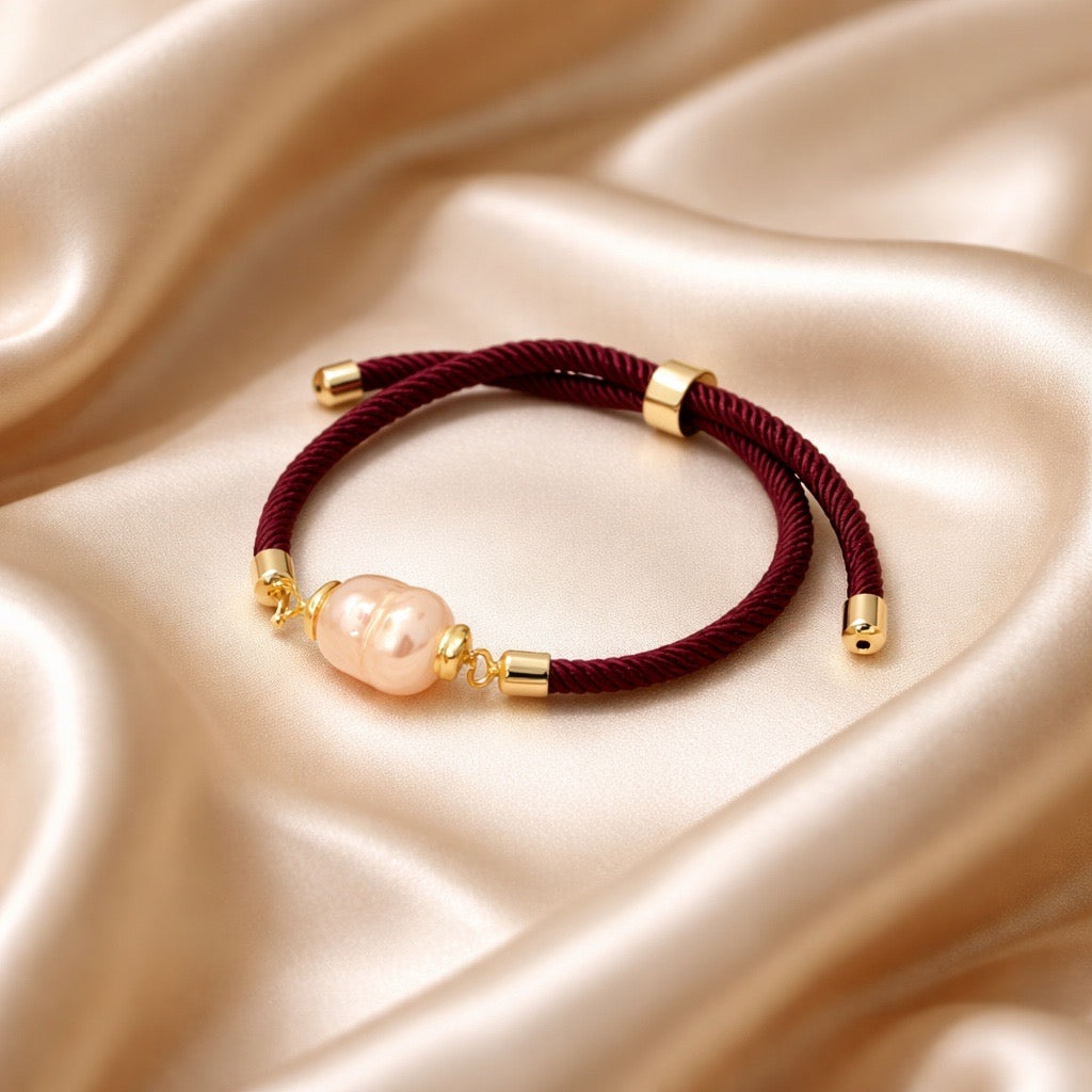 Bracelet Thick Colorful Thread With One Raw Stone