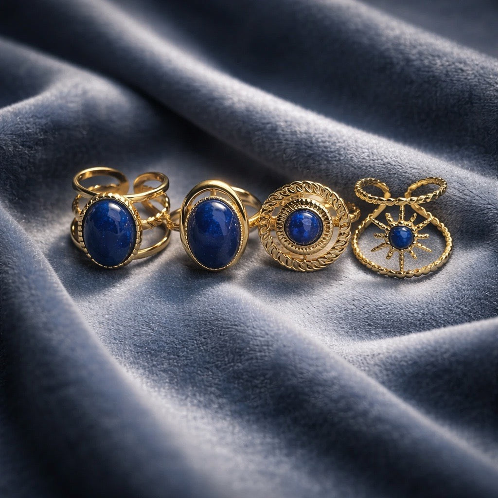 Rings Stainless Steel Hindu Lapis Lazuli