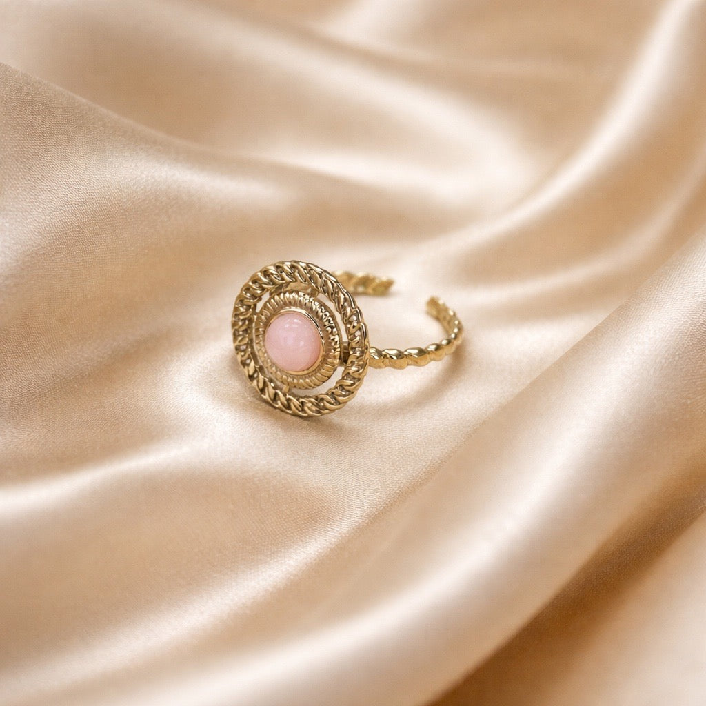 Rings Stainless Steel Hindu Rose Quartz