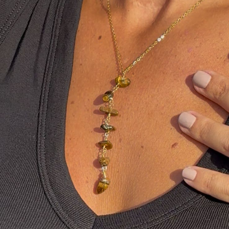 Necklace Vertical Chopped Natural Stones