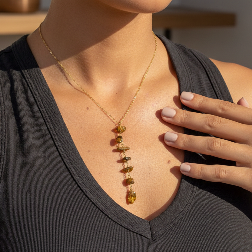 Necklace Vertical Chopped Natural Stones