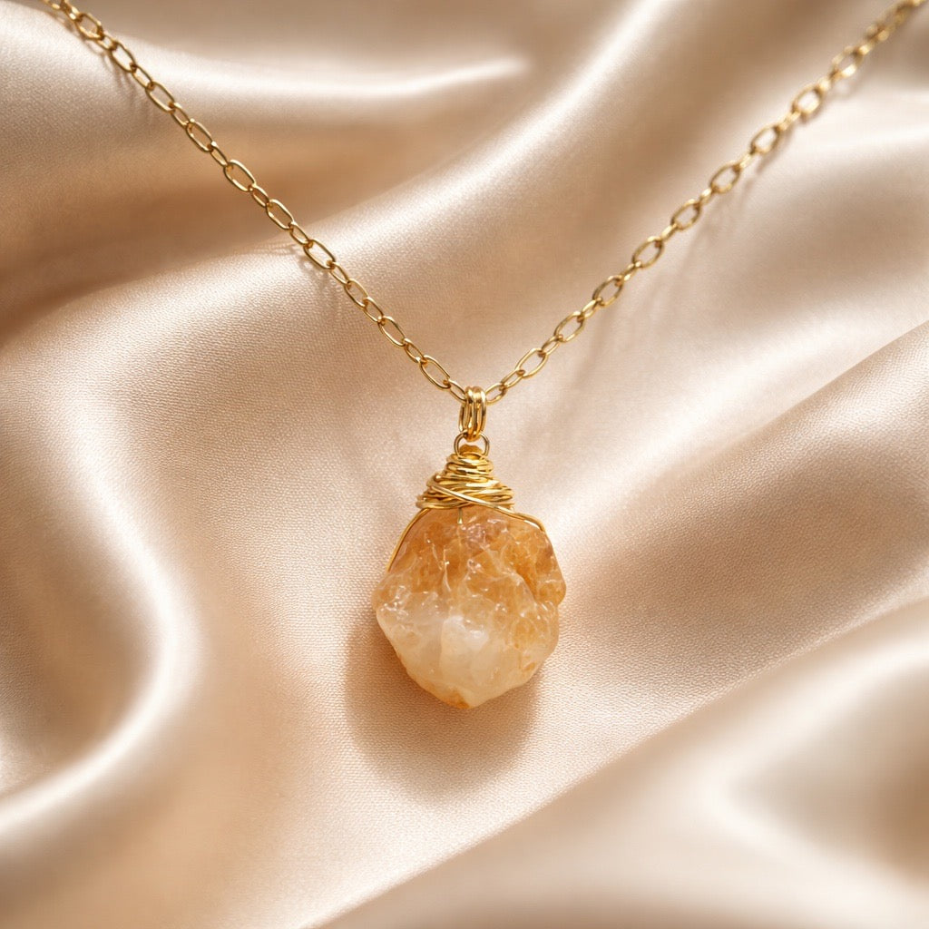 Necklace Long Natural Stones Gold