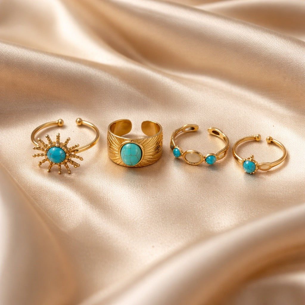 Rings Stainless Steel Hindu Turquoise