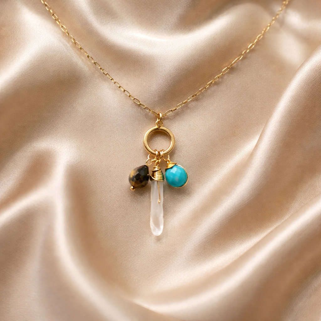 Necklace Sailor with Crystals and Pearls