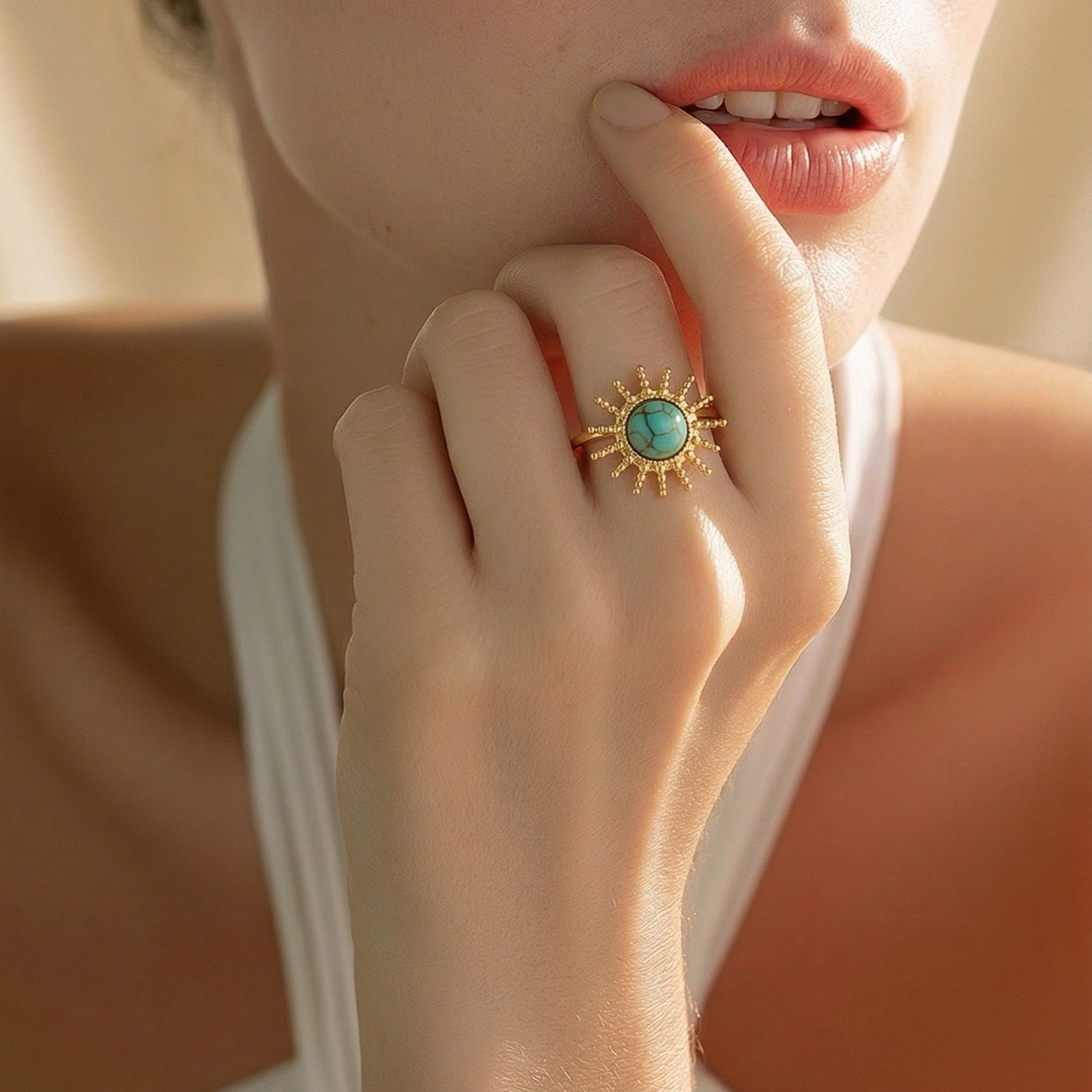 Rings Stainless Steel Hindu Turquoise