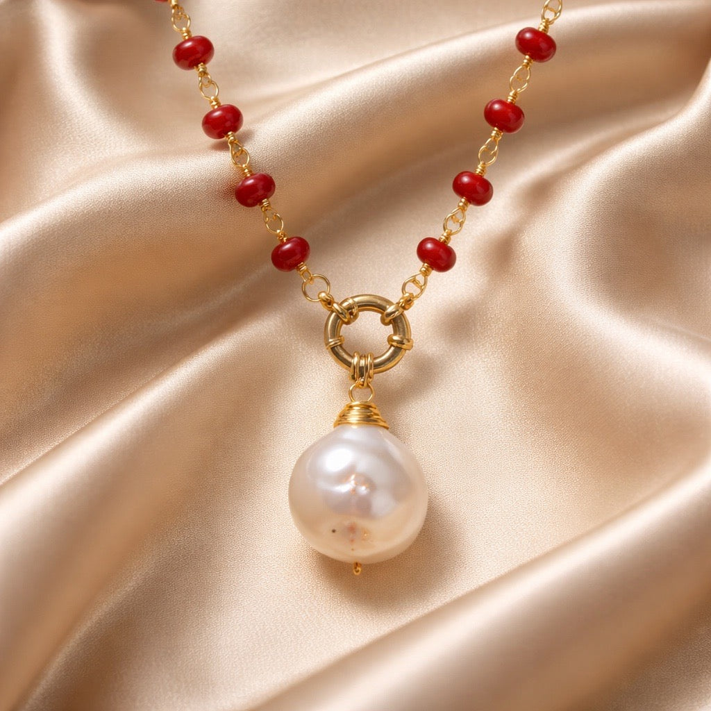 Necklace 10mm Beads with Pearl/Stone