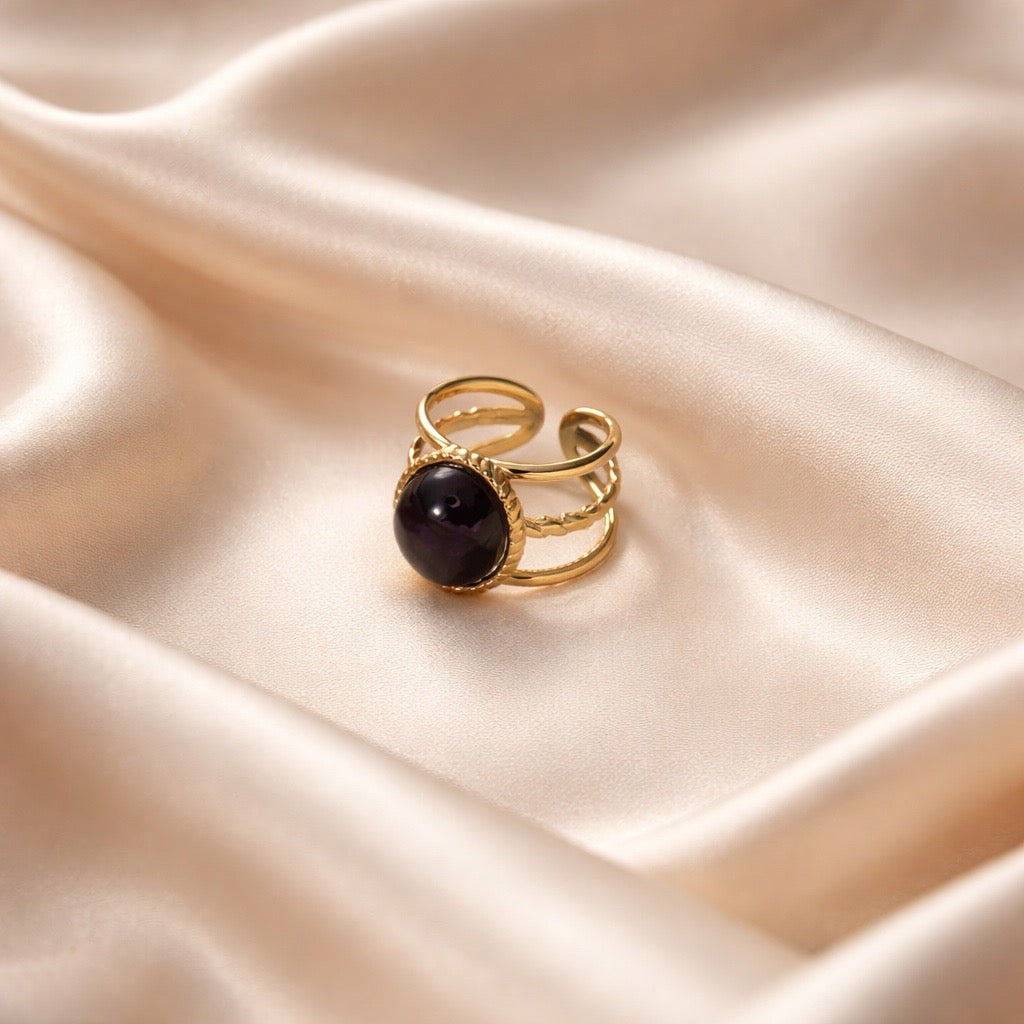 Rings Stainless Steel Hindu Amethyst