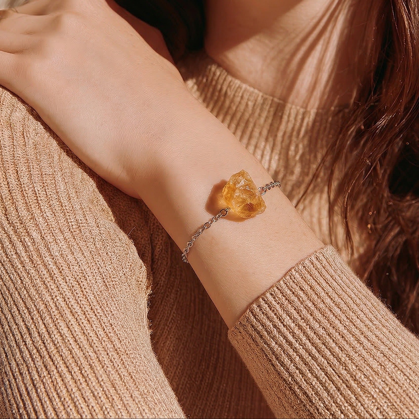 Bracelet Raw Natural Stones (Silver)