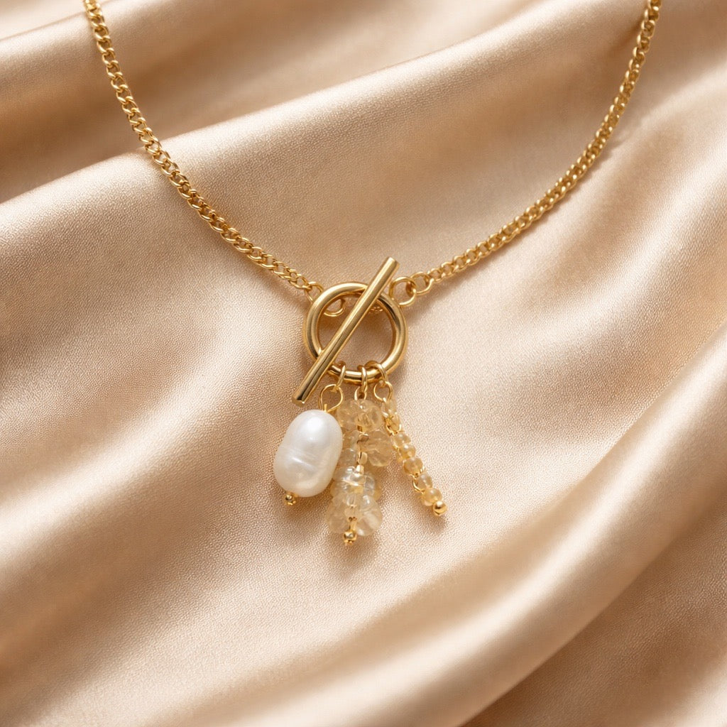 Necklace Sailor with Crystals and Pearls