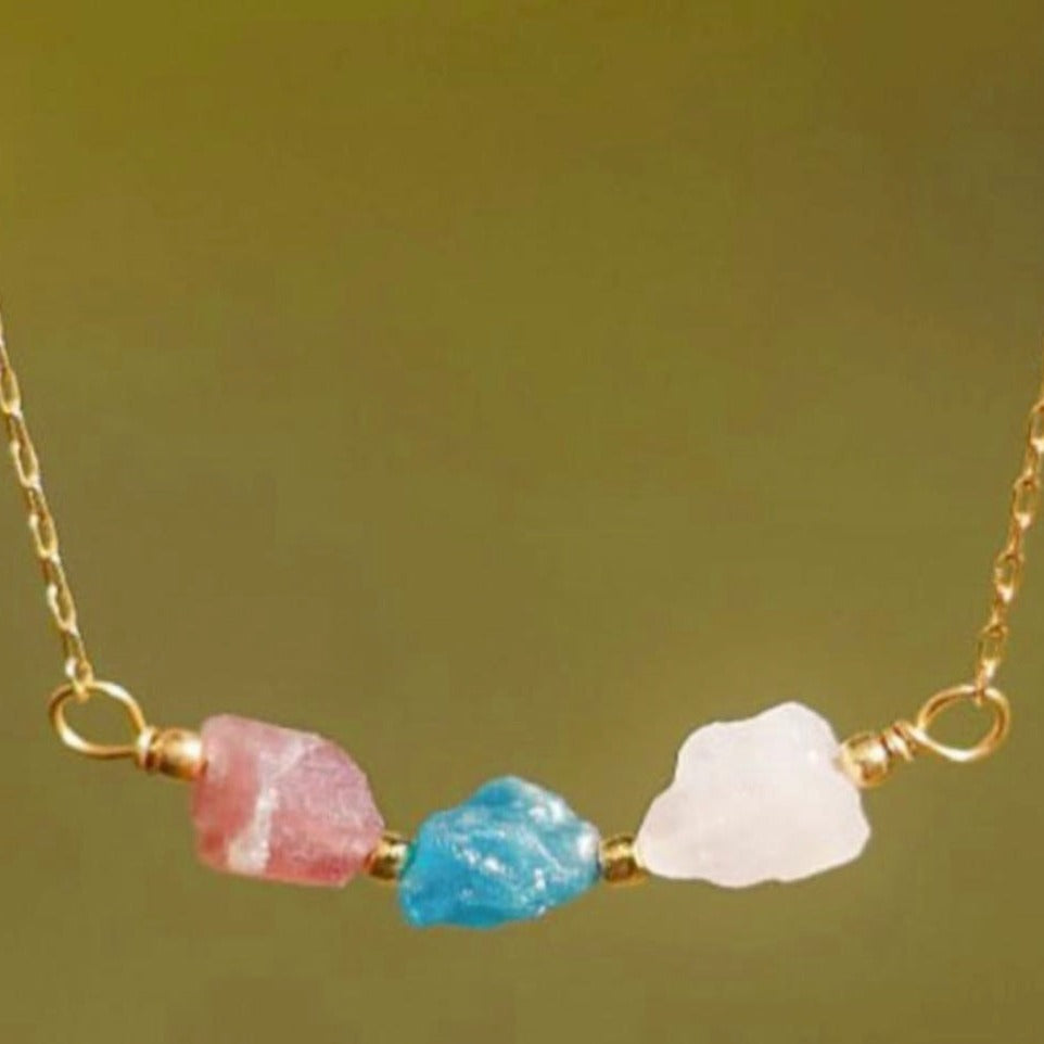 Necklace 3 Stone Raw Horizontal