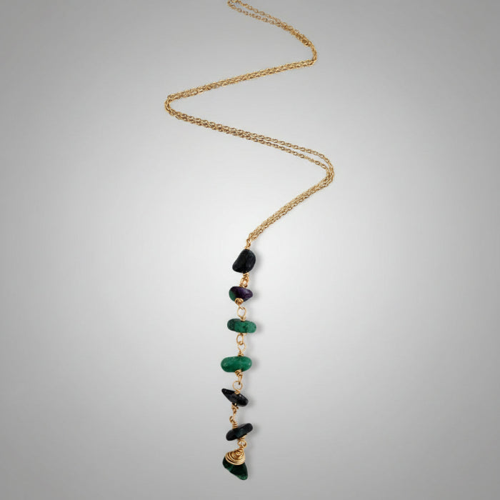 Necklace Vertical Chopped Natural Stones