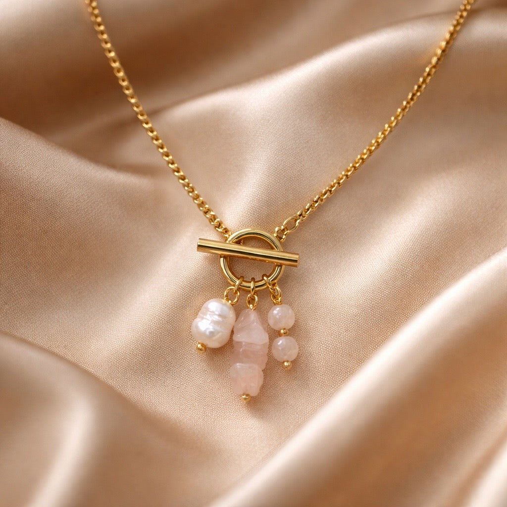 Necklace Sailor with Crystals and Pearls