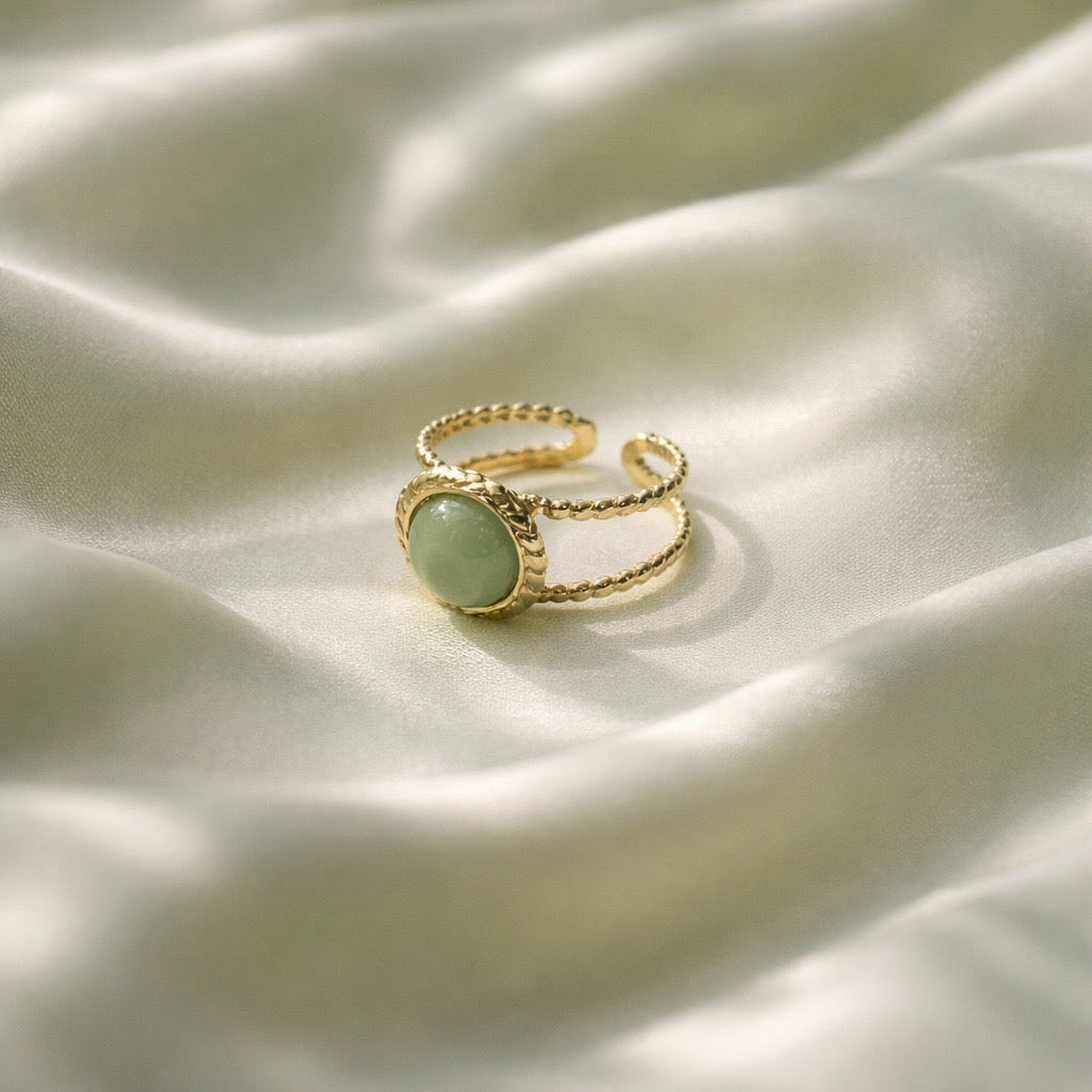 Rings Stainless Steel Hindu Green Jade