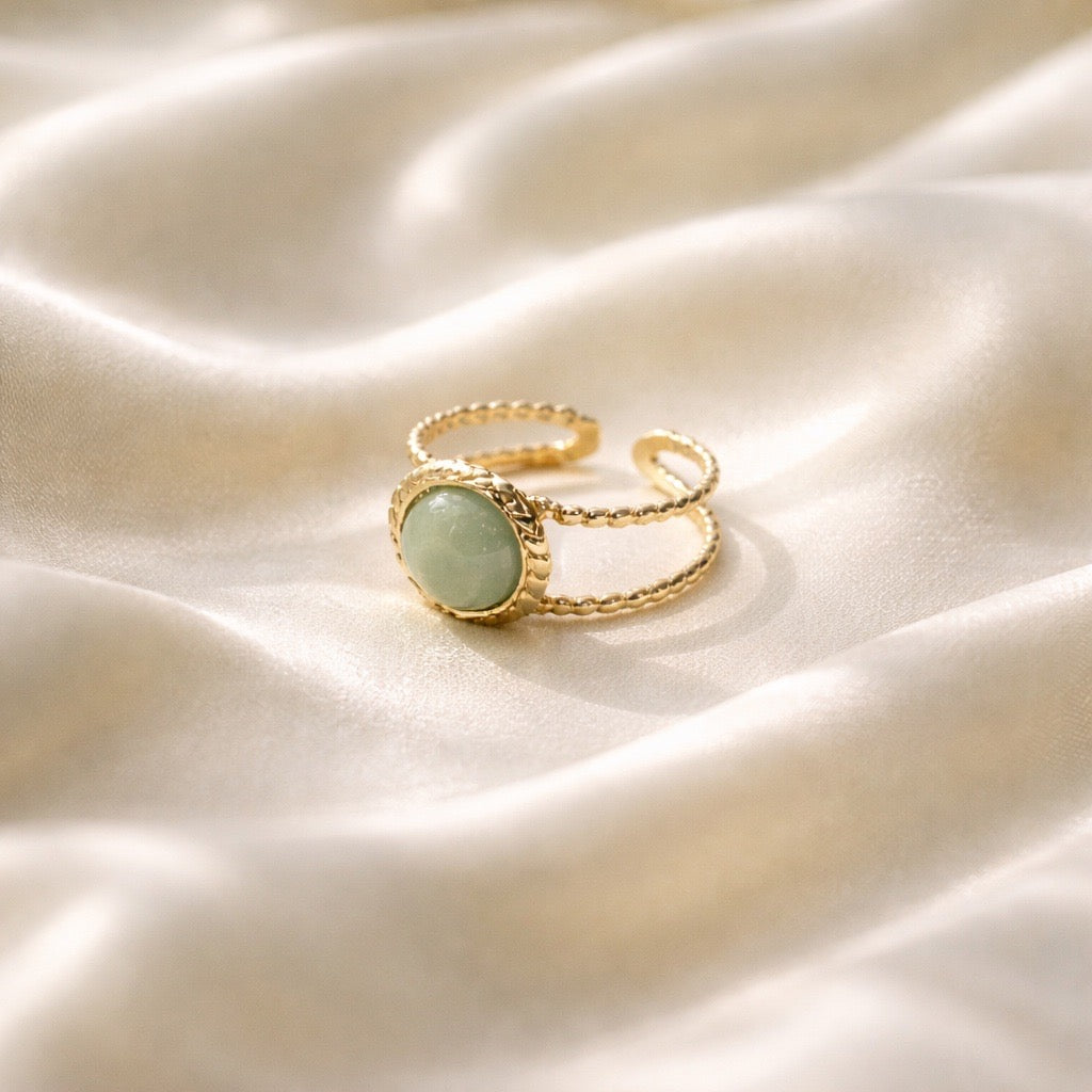 Rings Stainless Steel Hindu Green Jade