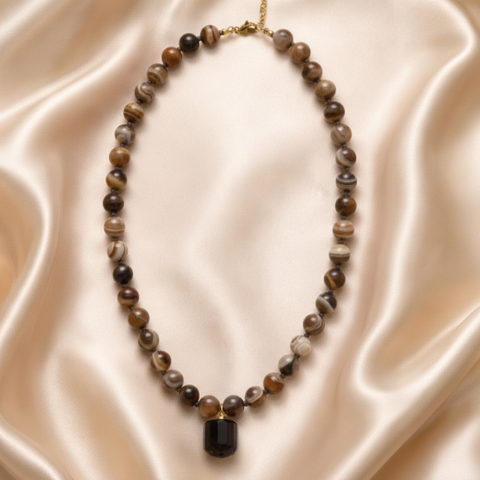 Necklace Threaded Beads with Stone