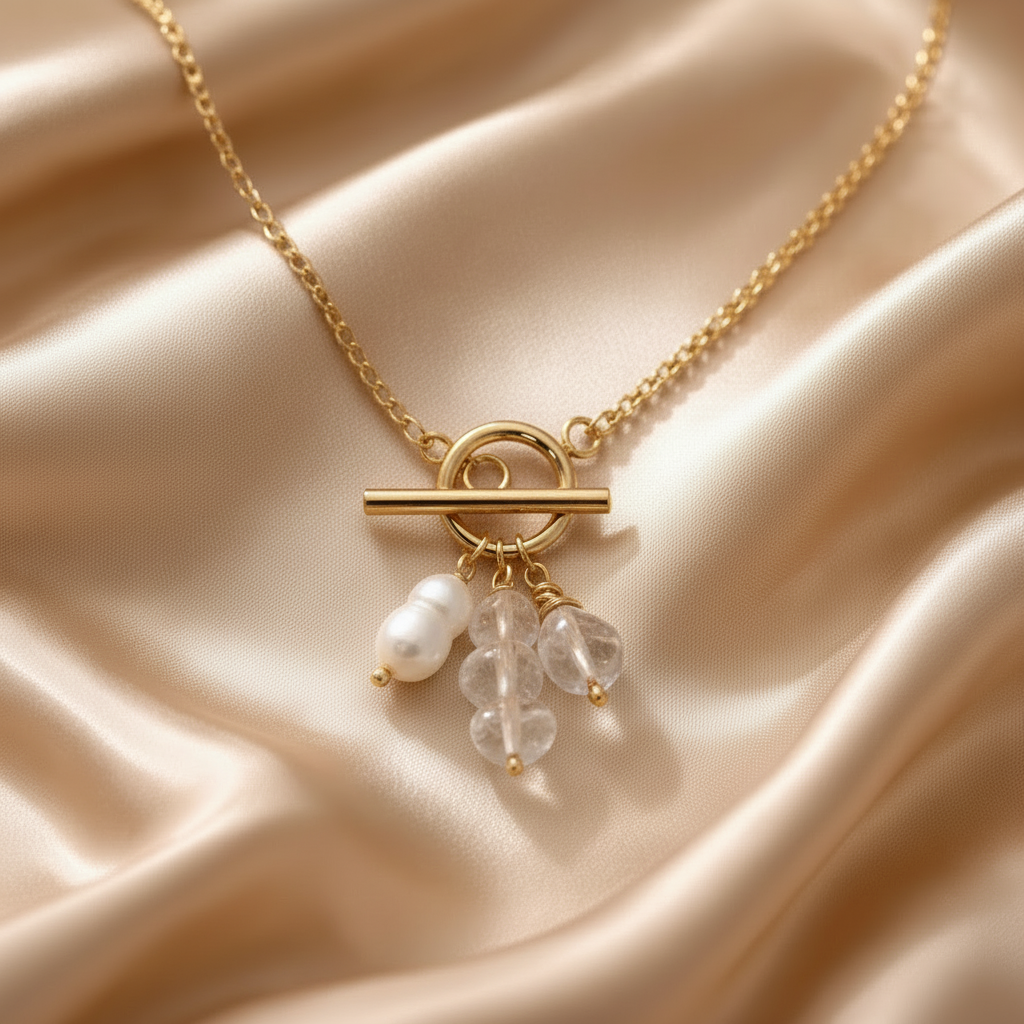 Necklace Sailor with Crystals and Pearls