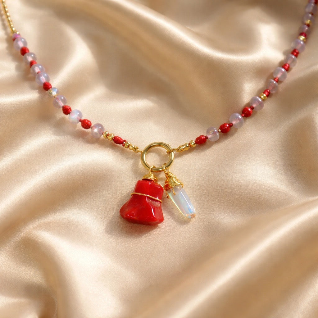 Necklace Threaded Beads with Stone