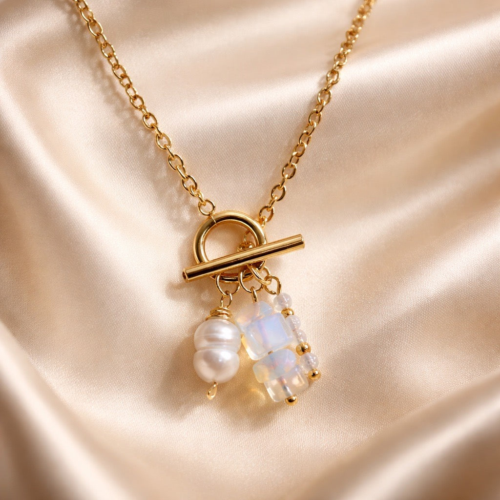 Necklace Sailor with Crystals and Pearls