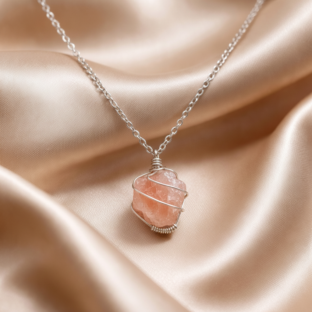 Necklace Classic Cage Natural Stones (Silver)