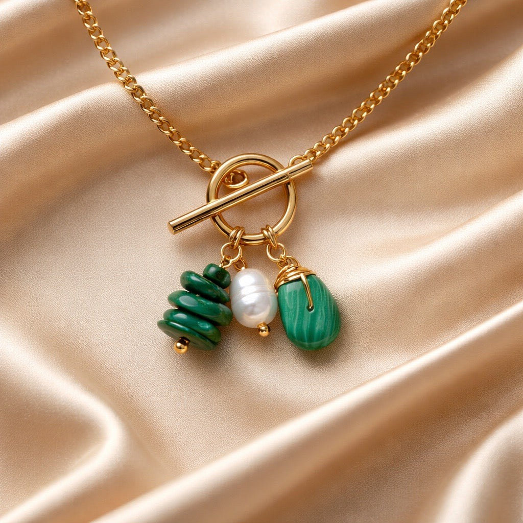 Necklace Sailor with Crystals and Pearls