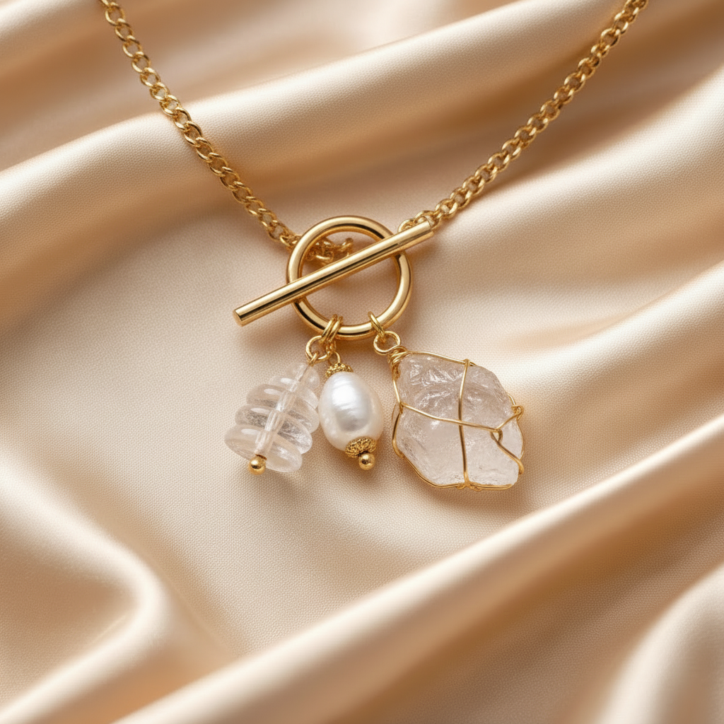 Necklace Sailor with Crystals and Pearls