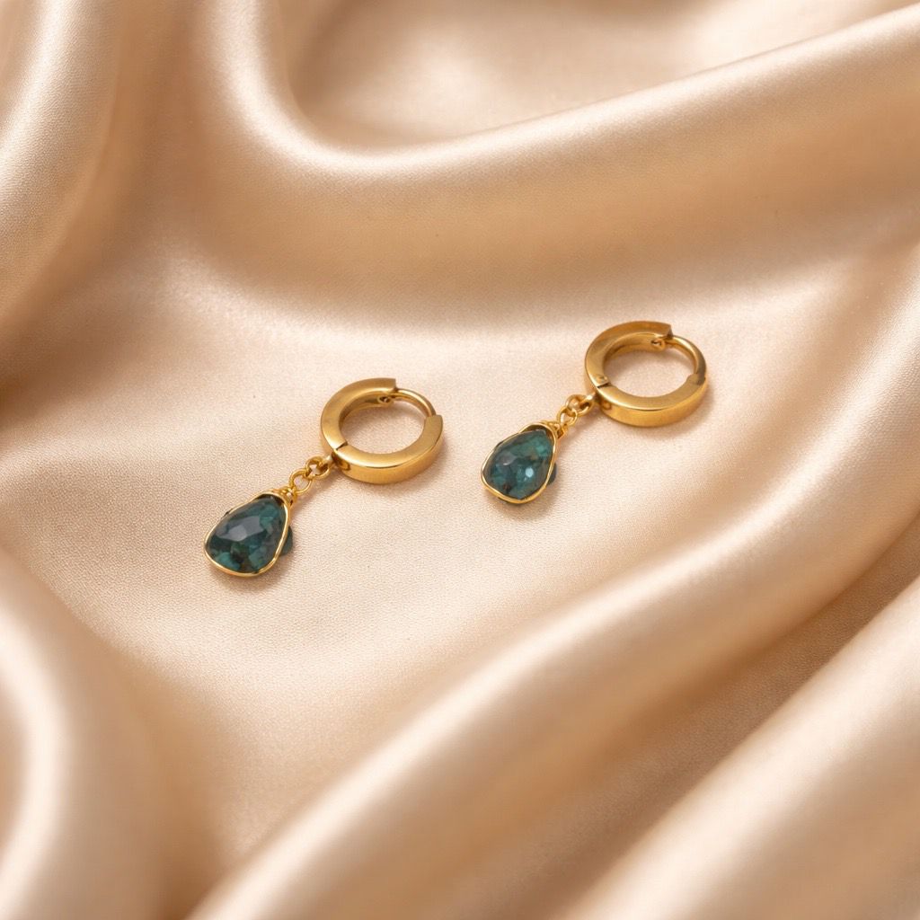 Earrings Thick Hoops with One Stone