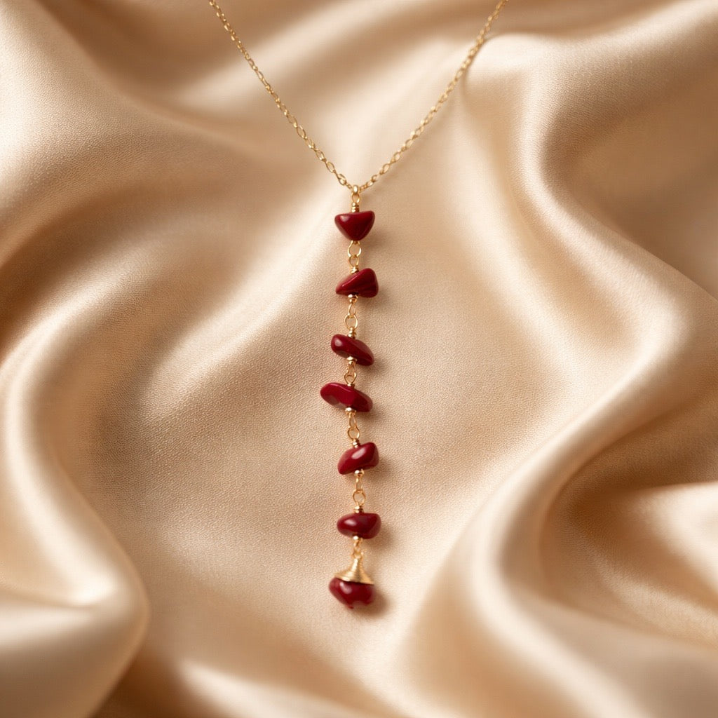 Necklace Vertical Chopped Natural Stones