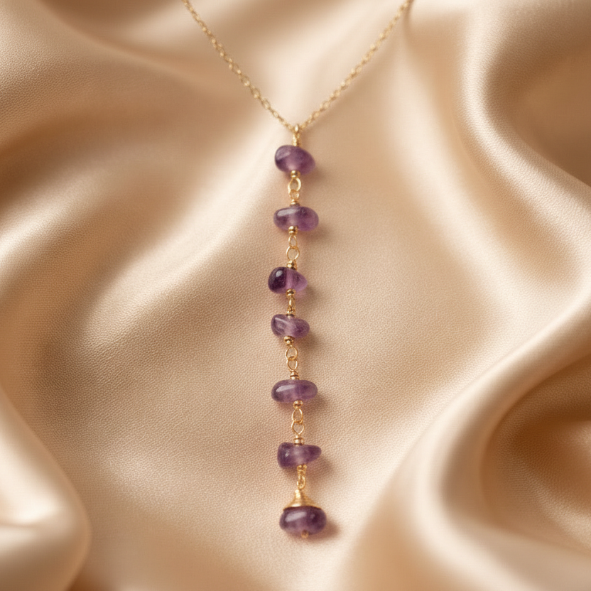 Necklace Vertical Chopped Natural Stones