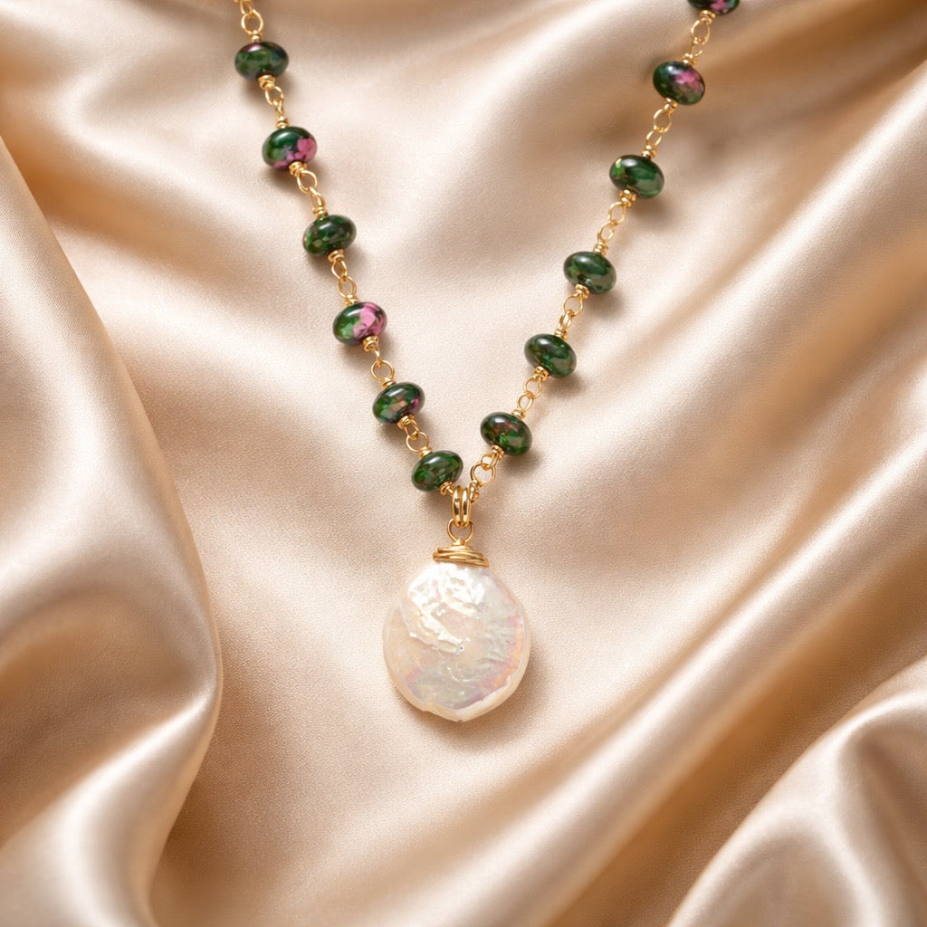 Necklace 10mm Beads with Pearl/Stone