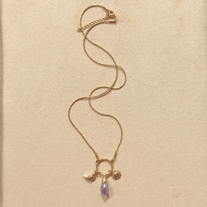 Necklace 2 Charms with Stone