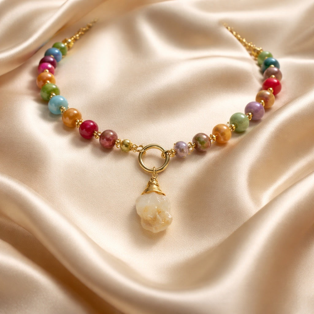 Necklace 10mm Beads with Pearl/Stone