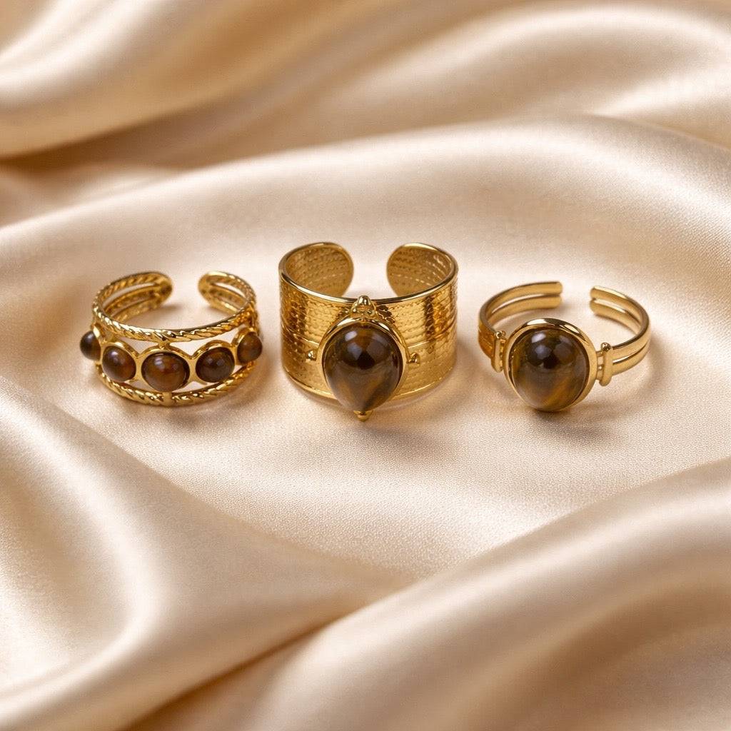 Rings Stainless Steel Hindu Tiger Eye