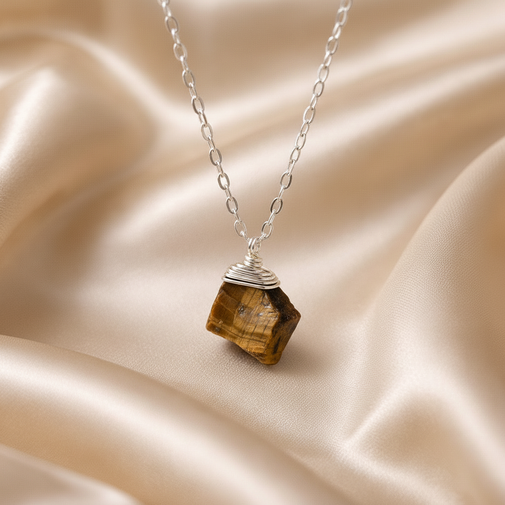 Necklace Classic Cage Natural Stones (Silver)